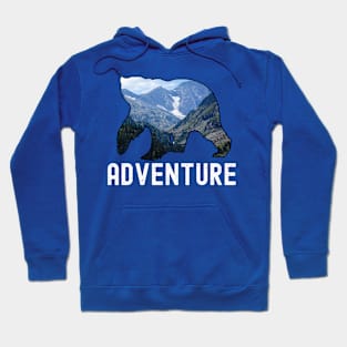 Adventure, Outdoors with bear with mountain motif. Hoodie